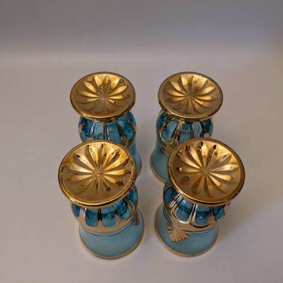 Vintage RARE Imperial Glass Blue & Gold Pitcher Set - Pitcher Jug 4 Goblets - Picture 13 of 13